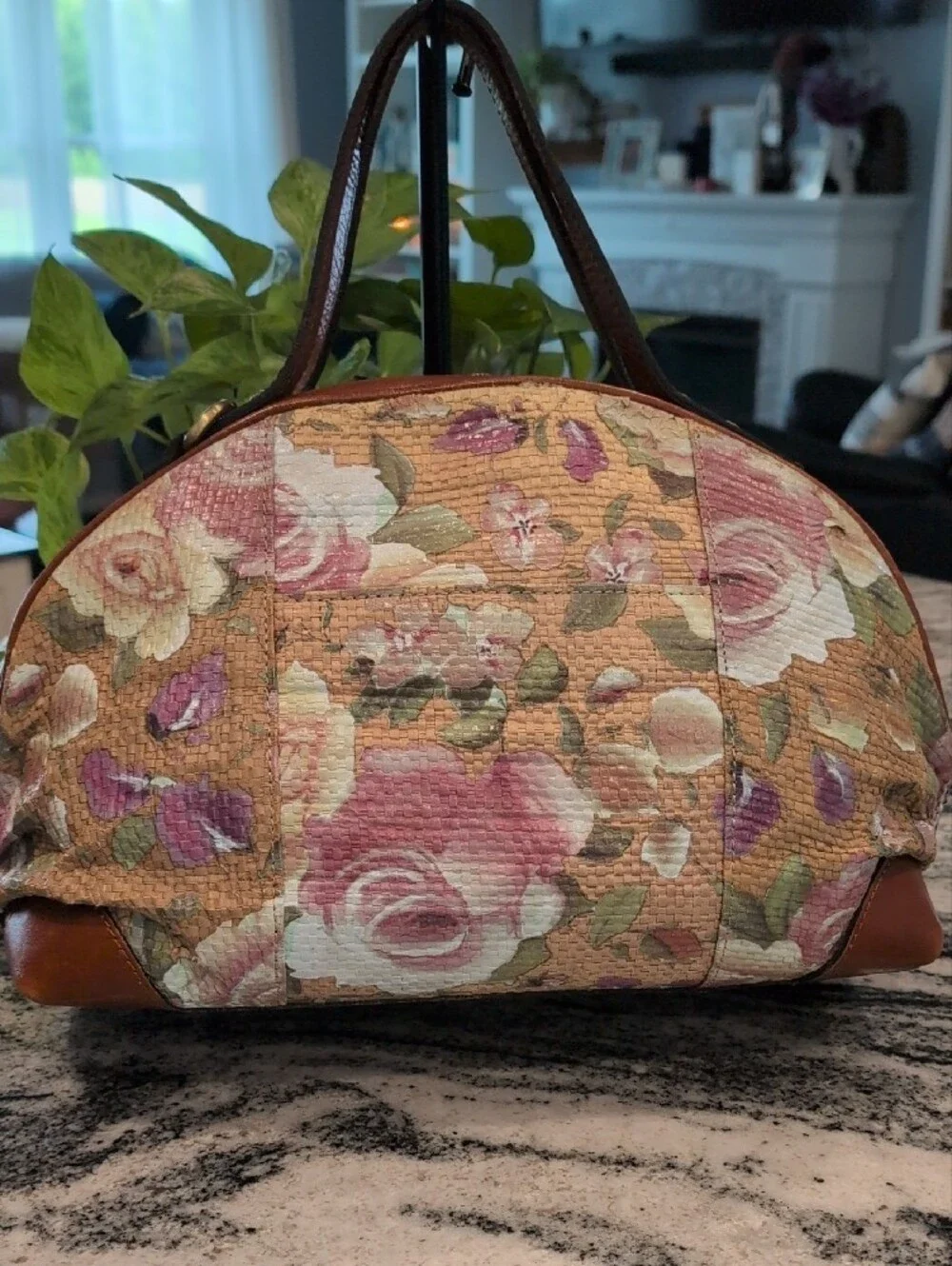 Patricia Nash Floral Dome Satchel in Pink, Cream & Green